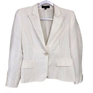 Vintage Escada Blazer Jacket Sz 6  white cotton silk suede Old Money Coastal